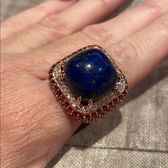 Genuine Lapis Lazuli Square Rosetone Ring NWTS - Picture 7 of 10